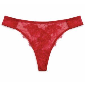 Hunkemoller Lingerie Red Lace Cheeky Thong Panties size L Large